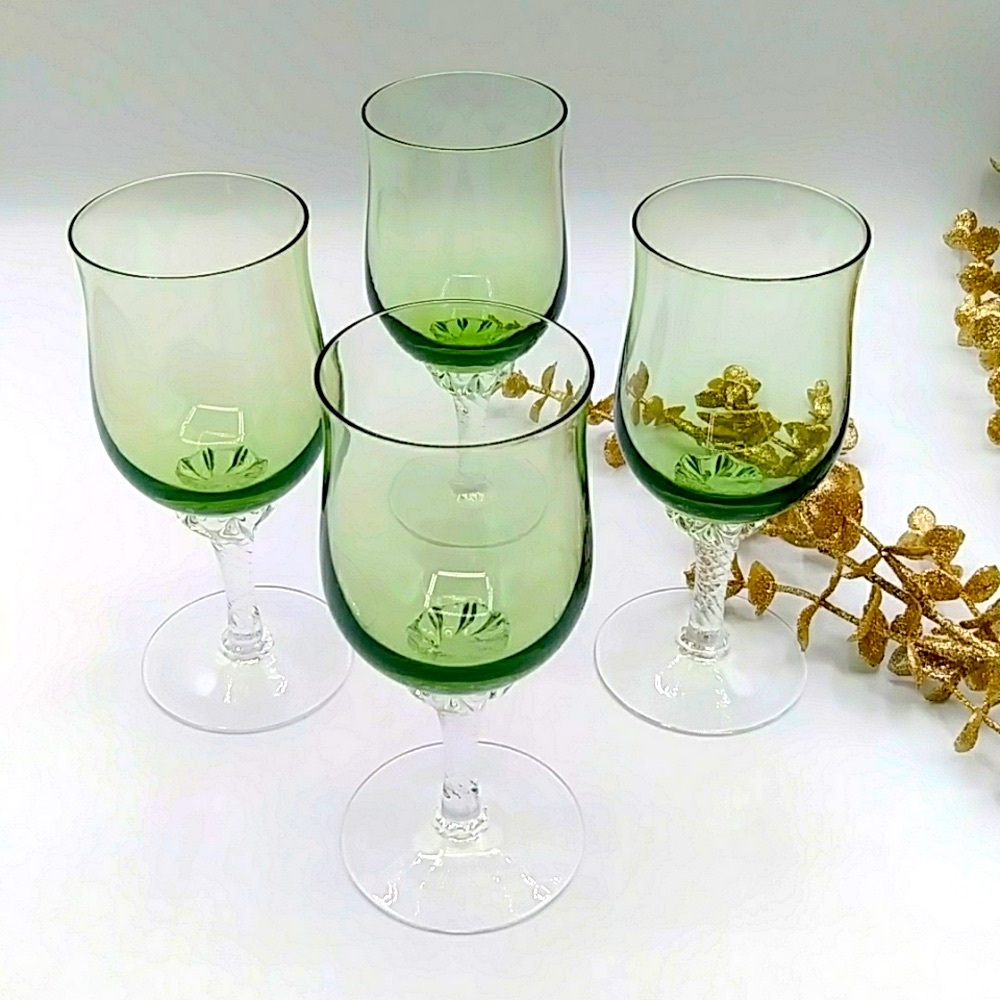 4 Twisted Stemmed Celebrity Stratford Green Wine Glasses